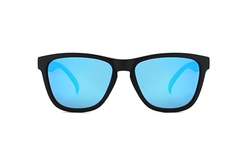 T3 Shades Mens and Womens Classic Polarized Sunglasses with UV400 protection Black (Blue Lens)