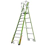 Little Giant Ladder Systems Safety Cage 2.0, M10, 10ft Enclosed Platform, Platform Ladder with Adjustable Outriggers, Fiberglass, Type 1AA, 375 lbs Weight Rating, (19710-146)