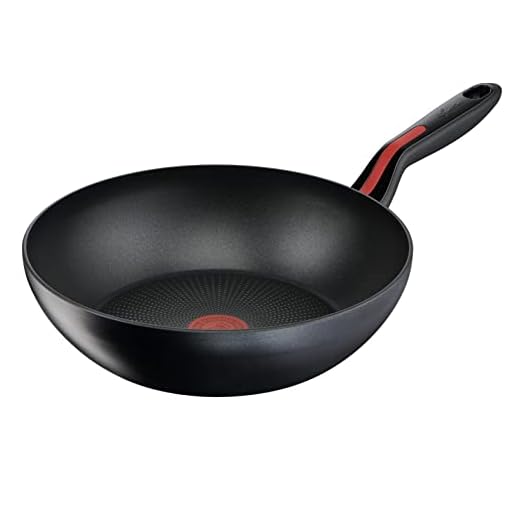 Lagostina Linea Rossa Wok Antiaderente in Alluminio, Ø 28 cm, Pentola Induzione, Gas e Forno Fino a 175 °C, Indicatore Cottura Thermosignal, Manicature in Silicone Antiscivolo