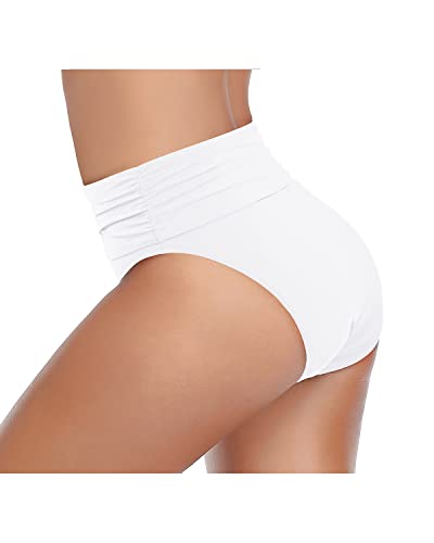 Image of Tempt Me Women's High Waisted Bikini Bottom Tummy Control Ruched Bathing Suit Swim Bottom
