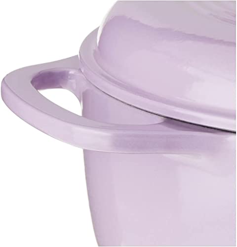 Image of Lodge 3 Quart Enameled Cast Iron Dutch Oven with Lid - Dual Handles - Oven Safe up to 500 F or on Stovetop - Use to Marinate, Cook, Bake, Refrigerate and Serve - Lilac