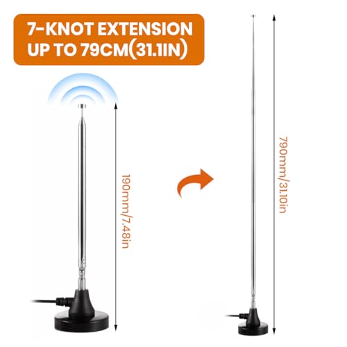 Image of ZORBES 31'' Telescopic Radio Antenna with Base, Digital Audio Broadcasting Accessories, Universal FM /AM Signal Booster Aerial with 3 Adapters and 118'' Coax Cable for Home Stereo, and Portable Radios