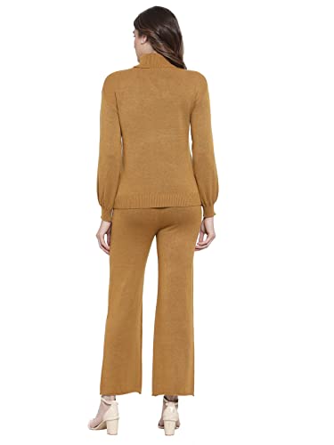 Image of Mafadeny Women Green Solid Turtle Neck Viscose Sweater