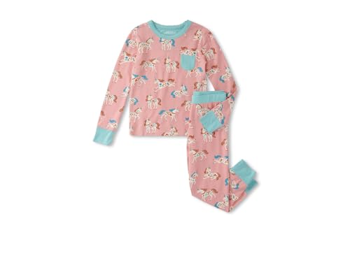 Hatley Girls' Folksy Unicorn Bamboo Pajama Set (Toddler/Little Big Kid)