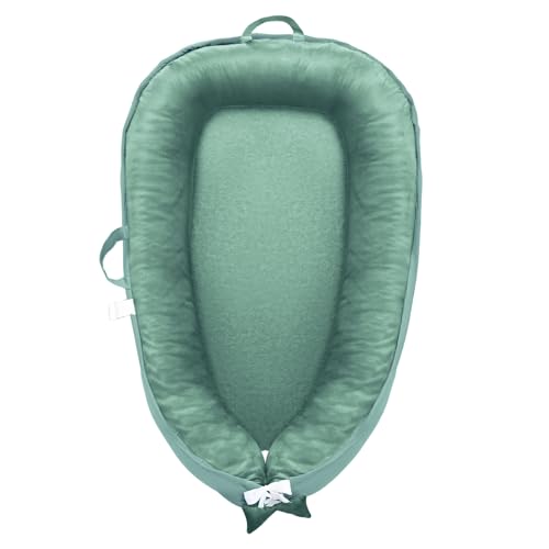 Image of Baby Lounger - Baby Lounger for Newborn 0-24 Months, Baby Nest Breathable & 100% Cotton and Velvet Cover Adjustable Portable Infant Lounger, Co Sleeper for Baby in Bed, Baby Essentials and Gifts