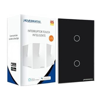 Interruptor inteligente Lite 2 botões touch Wi-Fi preto Novadigital