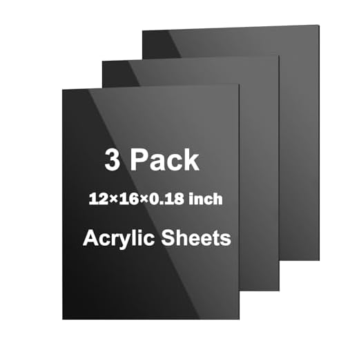 3 Pack Black Plexiglass Sheets 12 x 16×0.18 inch 2/11 Thick Glossy Acrylic Sheet Plastic Panels for Sign, DIY, Weddings, Art and More