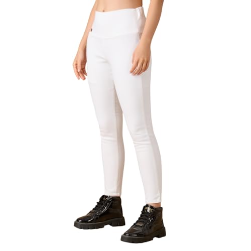 Image of 4FLIES Women's High Waist Slim Fit Jeggings | Super Combed Denim Stretch Ankle-Length Pants with Wide Waistband | Comfortable, Breathable Denim Look Leggings for Casual, & Office Wear