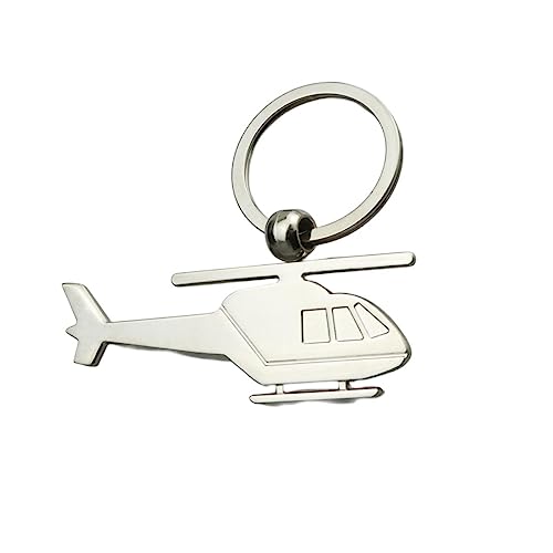 ODETOJOY Metal Silver Flat Helicopter Keychain - Pendant Ornament for Handbags School Bags & Wedding Favors