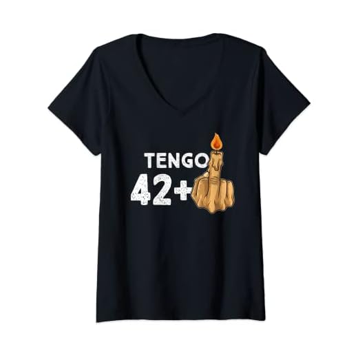Mujer 42+1 Dedo Medio Vela De Cumpleaños Para El 43º Cumpleaños Camiseta Cuello V