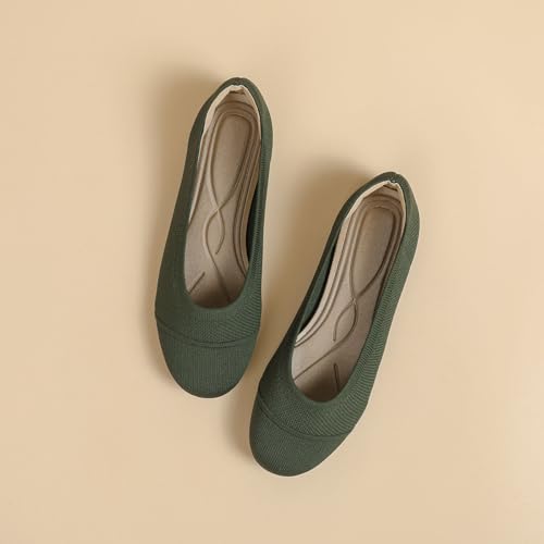 Women's Ballet Flat Shoes Casual Strap Knit Flats Round Toe Wedding Flats,J6 7