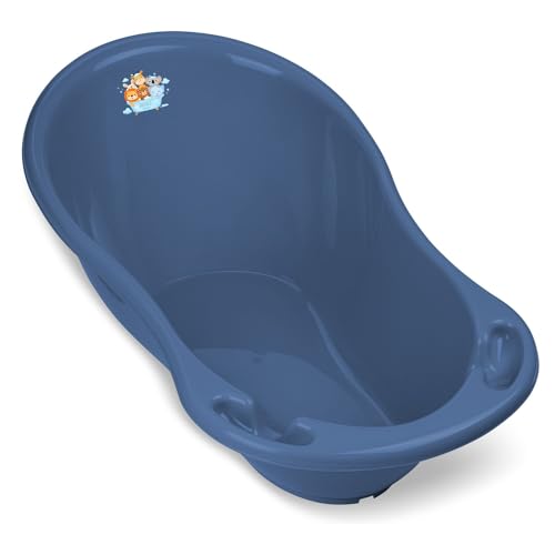 Baby Badewanne vom TÜV Rheinland zertifiziert! Babybadewanne Neugeborene ab 0 bis 24 Monate - Anti rutsch Badewanne 86cm groß mit Stöpsel.