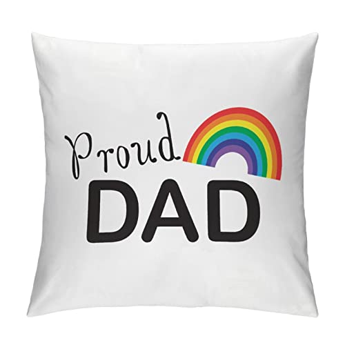 Rimego LGBT Pride - Federa decorativa per cuscino, 61 x 61 cm, con scritta "Proud Dad Rainbow Lgbtq", per cuscini Gay Pride LGBT Equality Lesbian Velvet per divano, decorazione della casa