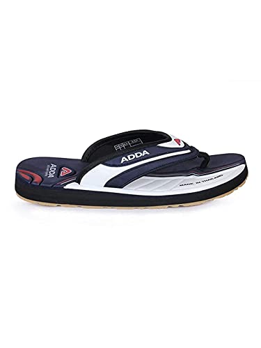 Image of ADDA Men's White & Navy Blue Slipper - 6 UK