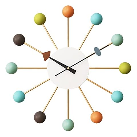 SHISEDECO Mid Century Ball Clock Multicolor, Large Size Wall Clock Decorative Modern Silent Quartz Creative Fashion Hanging Decoration Clock for Home Kitchen Living Room Office Bedroom Study Room Cover