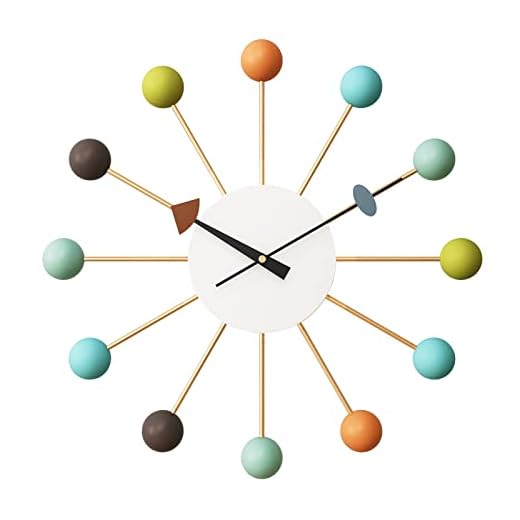 SHISEDECO Mid Century Ball Clock Multicolor, Large Size Wall Clock Decorative Modern Silent Quartz Creative Fashion Hanging Decoration Clock for Home Kitchen Living Room Office Bedroom Study Room