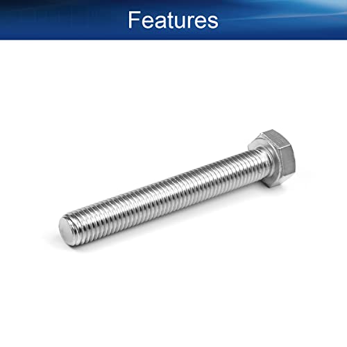 Image of Heyiarbeit M14 Hex Bolt M14-2 x 100mm UNC Hex Head Screw Bolts 304 Stainless Steel Fully Threaded Hex Tap Bolts 2pcs
