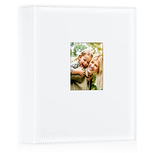 Image of Ywlake Photo Album 4x6 400 Pockets, Leather Photo Albums Holds 400 Vertical Pictures Only White