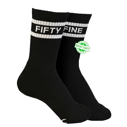 Image of Premium All Black Striped Crew Socks for Women, Athletic Gym & Running Socks for Women over 50, 50th Birthday Gifts for Her, Womens Sports Socks, One Size Fits Most