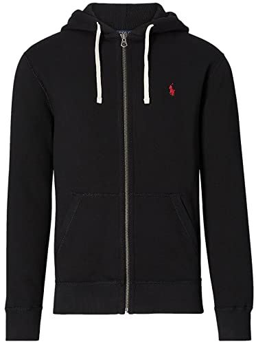 POLO RALPH LAUREN Classic Full-Zip Fleece Hooded Sweatshirt - L - BlackRedPony