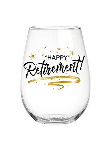 Happy Retirement 22 oz Stemless Wine Glass, for retirement gift, anniversary gift,