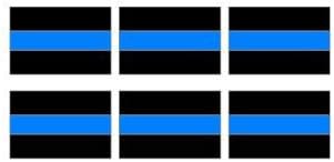 Thin Blue Line Decal Full Color Printed Sticker by StickerDad® (6 PACK) - Police - size: 2" x 1" - Hard Hat, Helmet, Windows, Walls, Bumpers, Laptop, Lockers, etc.