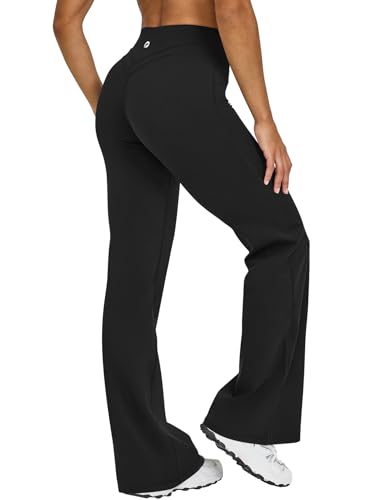 OQQ Yoga Pants Women High Waist Crossover Stretch Casual Soft Straight Leg Bottoms with Pockets