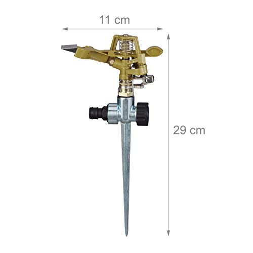 Relaxdays Impulsregner Kreisregner, Bewässerung großer Flächen bis 700 m², 15 m Reichweite, 360°, Rasensprenger, grün