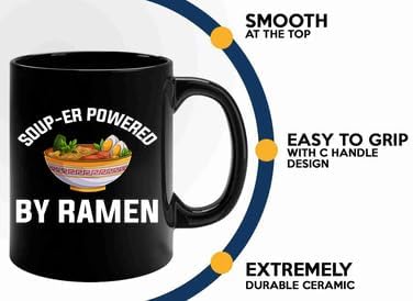Ramen Coffee Mug 11oz Black -Powered by ramen - Food Lovers chicken pumpkin vegan pantry spicy noodles image 5