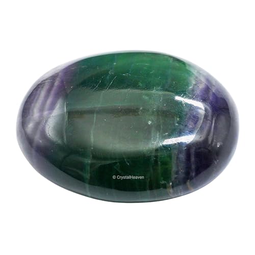 Image of Crystal Heaven Certified Fluorite Crystal Palm Pebbles Stones For Anxiety Stress Relief Massage - Aaa Grade Original Healing Gemstone Agate Palm Stone For Yoga Meditation Spiritual Reiki Feng Shui