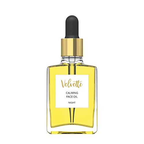 Velvette Calming Face Oil (Night). Restorative, Non-Comedogenic, Natural, Organic, Moisturizing Nighttime Facial Serum For Dry, Flaky, Eczema, Rosacea Prone Skin. Contains Borage, Baobab, Cranberry (Regular Size, 1 Fl. Oz.) #TOP1