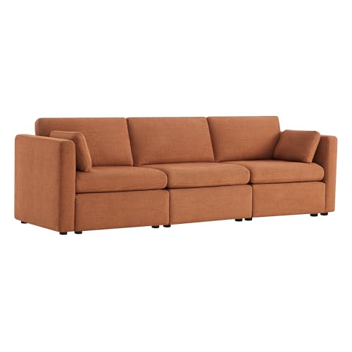 CHITA Oversized Modular Sectional Convertible Fabric Sofa Set, FSC Certified Extra Large Sectional Deep Seat Couch for Living Room,112 inch Width, 3 Seat Modern Modular Sofa, Terracotta