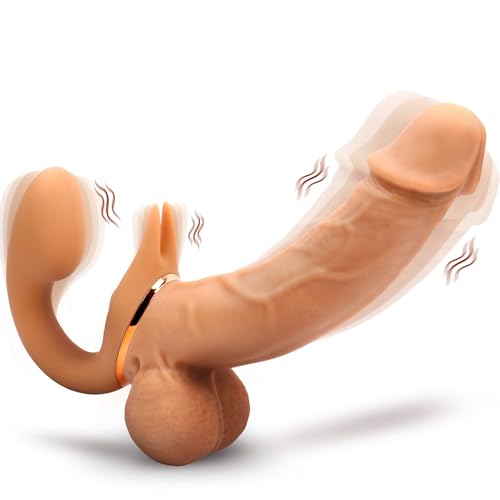 Kocopro Strapless Strap On Double Ended Dildo Female Sex Toy with 9 Modes Penis Realistic G Spot Silicone Dildo Vibrator Clitoral Stimulator Anal Butt Plug Adult Sex Toys for Women Lesbian Couples