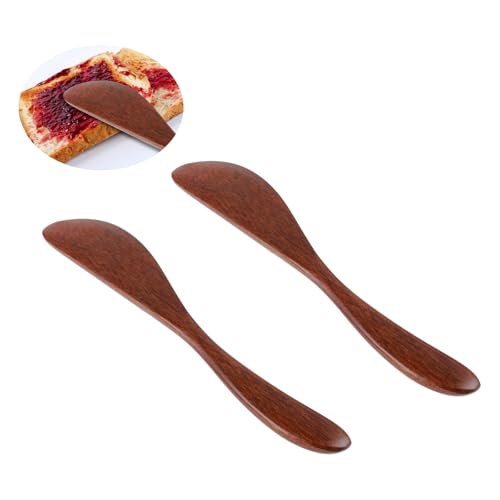 Mabor 2 PCS Wooden Butter Knife Jelly Cheese Spreader Sandwich Spreaders Sandwiches Breakfast Condiment Spreaders Mini Spatulas for Kitchen