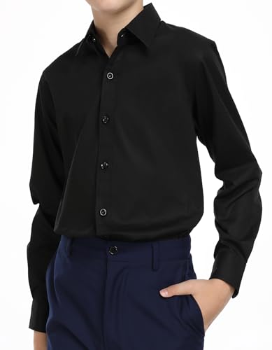 Boy Long Sleeve Dress Shirts for Teens, Toddler Boys Kids Collared Button Down Uniform Shirt, Size 2T-203