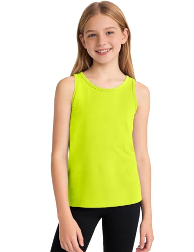 Image of Auranso Girls Tank Tops Cotton Sleeveless Undershirts Athletic Dance Tops