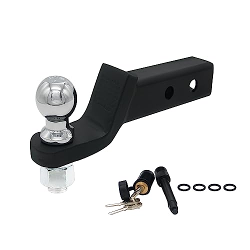 2-Inch Trailer Hitch Ball Mount with Trailer Ball, Hitch Pin Clip, and Fits 2-Inch Hitch Receiver - Adjustable, Locked Anti-Theft, Rescue Purposes, Heavy-Duty Steel for Towing Cars, Trucks, and SUVs