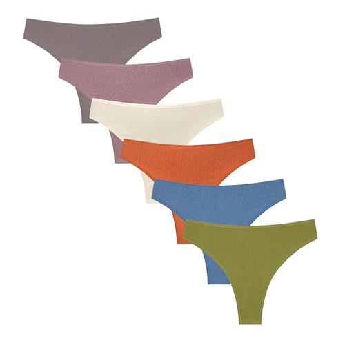 Image of High Waisted Cotton Thongs Underwear For Women Breathable Sport Athletics Panties High Rise Plus Size Multipack