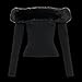 Fur Trim Off The Shoulder Shirt for Women Long Sleeve Stretchy Slimming Going Out Nightout Shirt 2025 Fall Clothes Black