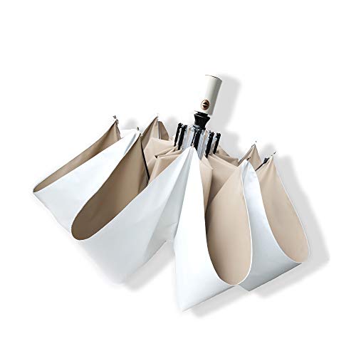 日傘 折りたたみ傘 レディース 自動開閉 台風対応 梅雨対策 大きい 超撥水 頑丈な8本骨 ワンタッチ 一級遮光 ＵＶカット率100％ 遮光 遮熱 かわいい メンズ 晴雨兼用 高密度 高強度グラスファイバー 紫外線カット プレゼント ギフト 高級感 (ホワイト3)