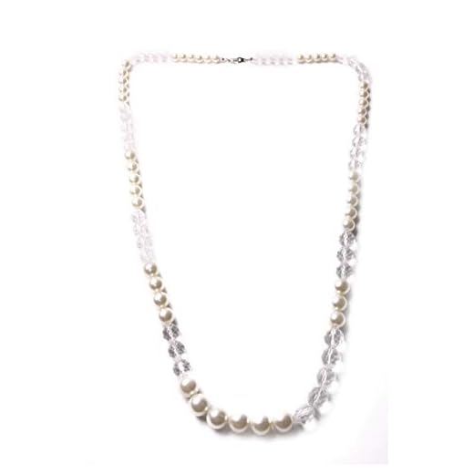40 cm lång pärla vit och transparent pärlband retro halsband perfekt för 20-tal mode tema fest enkel, polerad och sofistikerad helt nytt modeaccessoar för eleganta damer (T657)