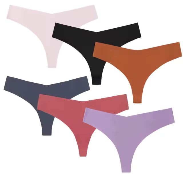 myynti Breathable String Low Rise Panties Invisible Hipster Underwear Seamless Thongs No Show Free Size V-Waisted Stretch Panty for Women's (Multicolor) (Pack of 3)-picture-54