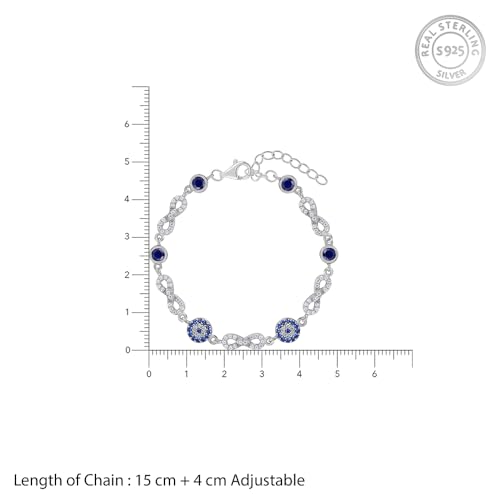 Image of GIVA 925 Silver Infinity Evil Eye Bracelet, Adjustable | Gifts for Women and Girls | With Certificate of Authenticity and 925 Stamp | 6 Months Warranty