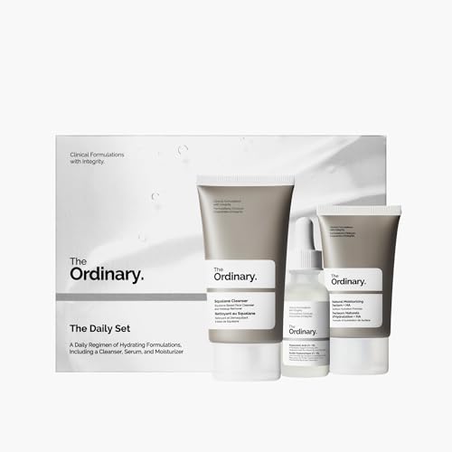 The Ordinary The Ensemble quotidien, routine quotidienne de soin avec nettoyant squalane, acide hyaluronique 2% + B5, et des facteurs hydratants naturels + HA | Ensemble de soins de la peau