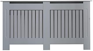 AVC Designs Kensington Radiator Cover Modern MDF Wood White Grey Vertical Slat Living Room Bedroom Hallway Cabinet (Large Grey)