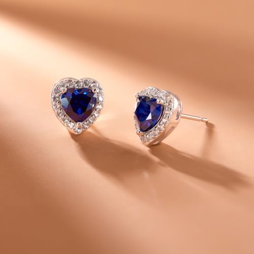 Amazon Essentials Sterling Silver Created White Sapphire Halo Heart Stud Earrings, (previously Amazon Collection)4