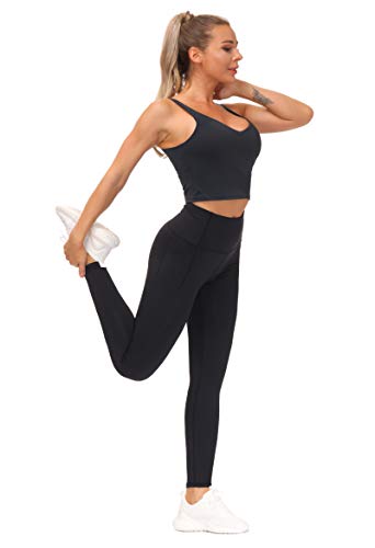 THE GYM PEOPLE Tummy Control Workout Leggings with Pockets High Waist Athletic Yoga Pants for Women Running, Fitness