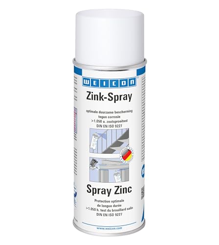 WEICON Spray Zinc 400 ml, peinture antirouille pour tous les métaux, protection contre la corrosion, couleur : galvanisation à chaud légèrement altérée
