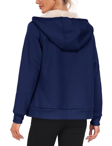 Image of MoFiz Zip Up Hoodie Women Fleece Lined Jackets Winter Coats With Pocket
