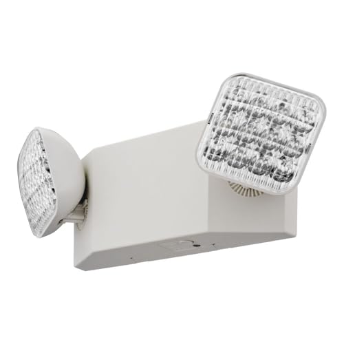 Image of Lithonia Lighting Basics LED Emergency Light, Adjustable Heads 120 /277V 2Pk | 2 Aimable Heads, Wall Mount, Damp Rated, 90-Min Backup, Ideal for Stairways, Hallways, Egress Paths, White, 2-Pack (EU2C CP2)